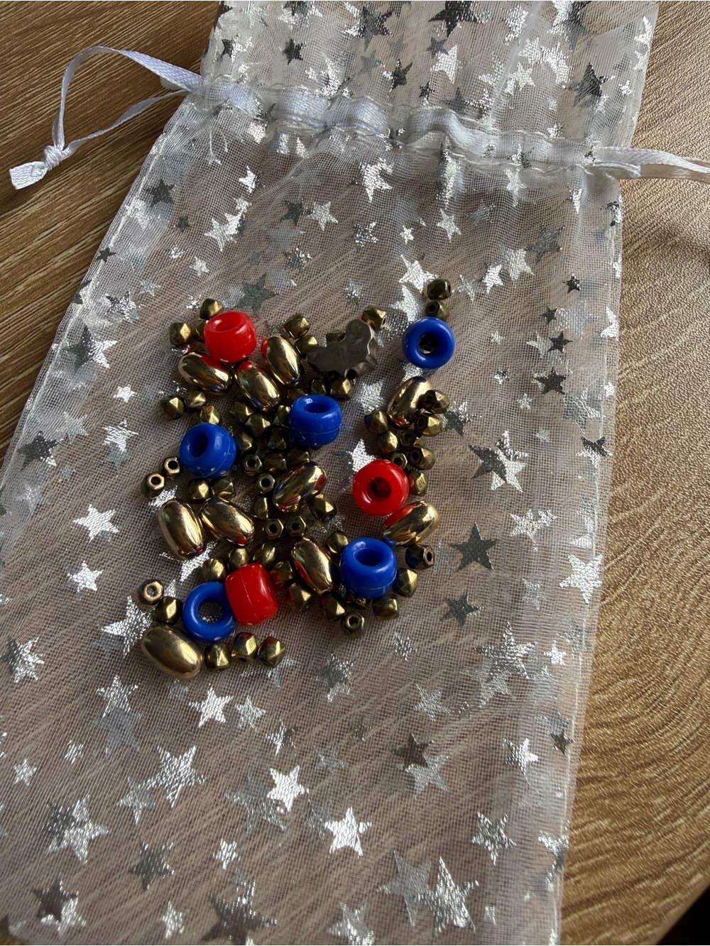 Gold, Red & Blue Crafting Beads